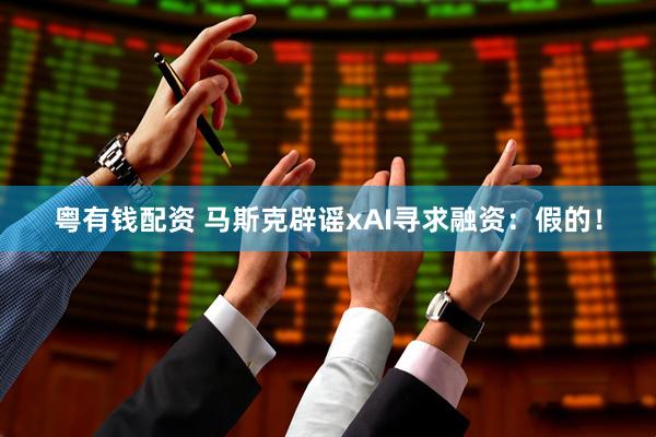 粤有钱配资 马斯克辟谣xAI寻求融资：假的！